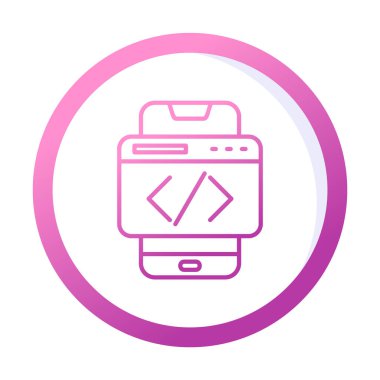 Beyaz arkaplanda akıllı telefon kodlama vektör çizimi