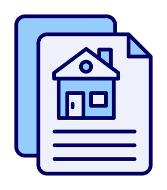 Kağıtların ve ev simgesinin vektör çizimi. İnşaat Sözleşmesi                         