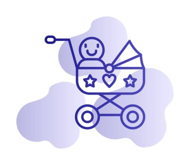 Bebek arabası ikonu. Web tasarımı için bebek taşıma ikonu taslağı