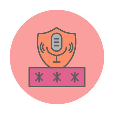 Ses Erişimi Güvenlik Web simgesi, vektör illüstrasyonu