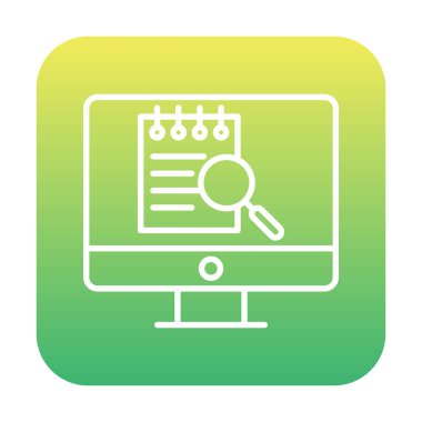 Bilgisayar simgesini ara. Bilgisayar ve büyüteç işareti. Bilgisayar sembol bul. 