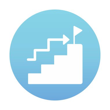 Hedef başarı vektör simgesi. Merdivenler ve bayrak illüstrasyon sembolü.  