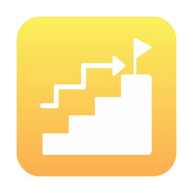 Hedef başarı vektör simgesi. Merdivenler ve bayrak illüstrasyon sembolü.  