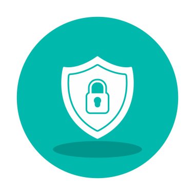 Güvenlik kalkanı düz simgesi, vektör illüstrasyonu 