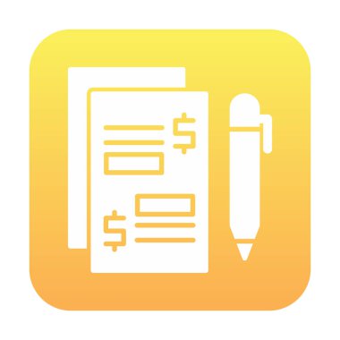 Kalem ikonlu kağıt. Ödenmiş Makaleler konsepti, vektör illüstrasyonu