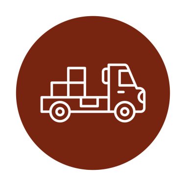 Web ve mobil uygulama tasarımınız için kutu simgesi vektörü olan kamyon, dağıtım kamyonu logosu konsepti