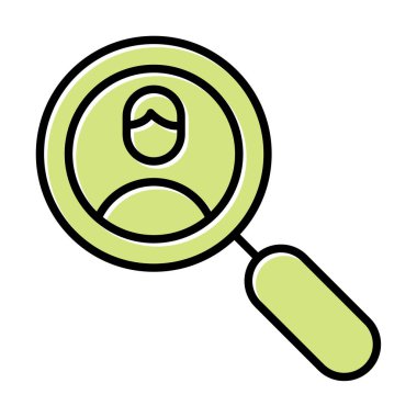 Arama insanları konsepti, büyütme cam ikon çizimi