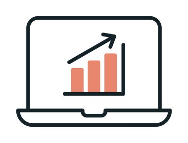 Dizüstü bilgisayarda basit büyüme grafiği, vektör illüstrasyonu