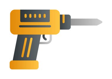 Düz dizaynlı el matkabı simgesi. Tamirci konsepti için matkap simgesi. Çizgi film dizaynında ev aletleri. Tamirci için elektrikli cihaz. Vektör illüstrasyonu