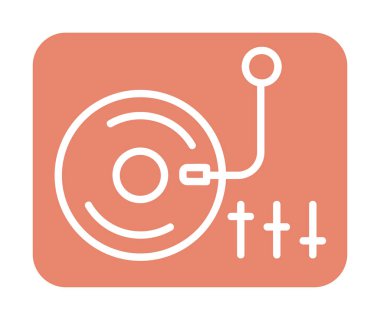 Basit vinil oynatıcı Turntable simgesi, vektör illüstrasyonu