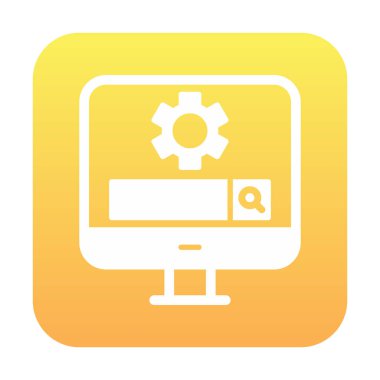 Beyaz arkaplanda Bilgisayar Arama Motoru vektör çizimi