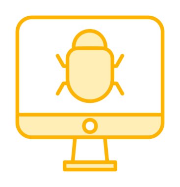 Bilgisayar monitöründe anti virüs. Web simgesi basit tasarım