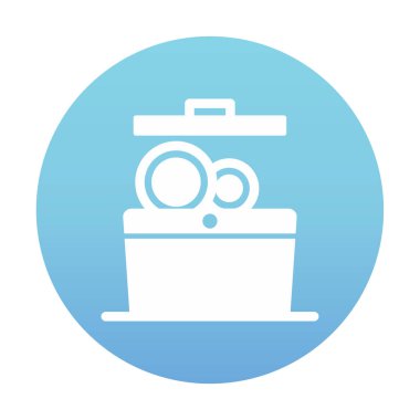 Bulaşık makinesi düz simgesi. Vektör çizim