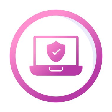 Güvenli dizüstü bilgisayar ikonu vektör çizimi