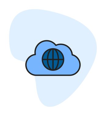 Dünya Bulutu web servisi. Bulut Hesaplama Simgesi. Basit kabartma biçimi.