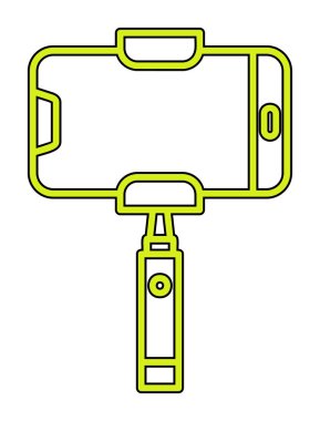 Akıllı telefon web simgesi, vektör illüstrasyonlu selfie çubuğu 