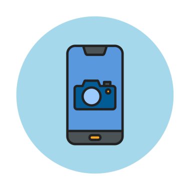 Akıllı telefon kamera simgesi, vektör illüstrasyonu 