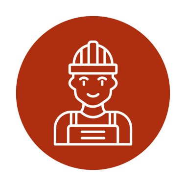 Kask simgesi olan işçiler, vektör illüstrasyonu 