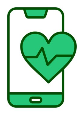 Akıllı telefon ekranında kalp atış hızı sembolü, satır biçimi simgesi, vektör tasarımı 