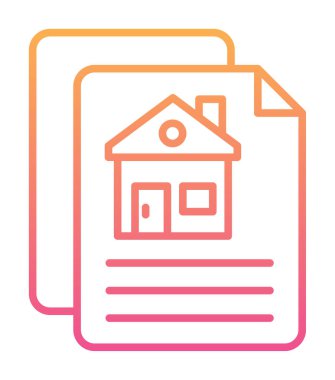 Kağıtların ve ev simgesinin vektör çizimi. İnşaat Sözleşmesi                         