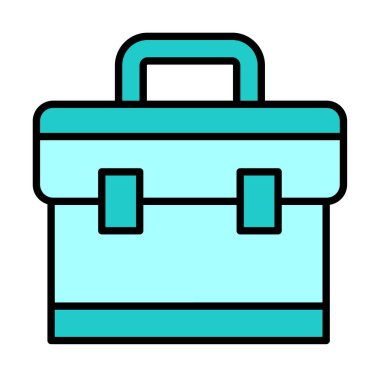 Evrak çantası vektör düz simgesi. İş durumu simgesi, bavul emojisi, vektör illüstrasyonu