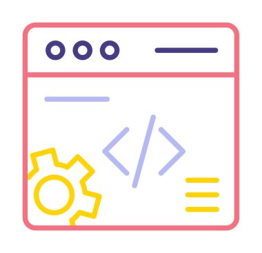 Düz biçimde web geliştirme simgesi. yazılım ve web sitesi sembolleri                           