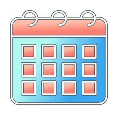 Takvim düzlüğü simgesi, vektör illüstrasyonu 