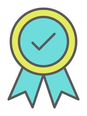 Onaylanmış madalya simgesi, vektör illüstrasyonu.