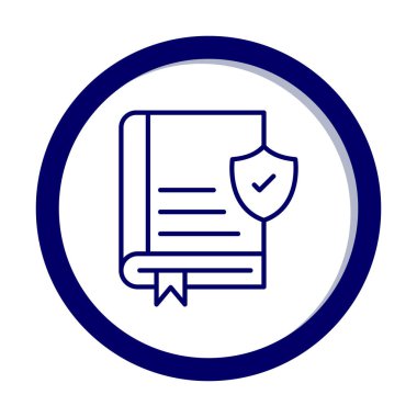 Kitap ve güvenlik kalkanı. Web simgesi basit illüstrasyon 