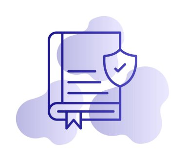 Kitap ve güvenlik kalkanı. Web simgesi basit illüstrasyon 