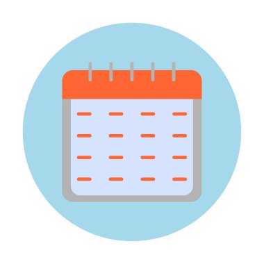 Takvim düzlüğü simgesi, vektör illüstrasyonu 