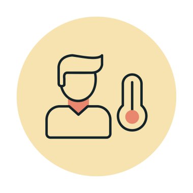 Hasta kişi ikonu. Yüksek sıcaklık simgesi. Vektör illüstrasyonu.