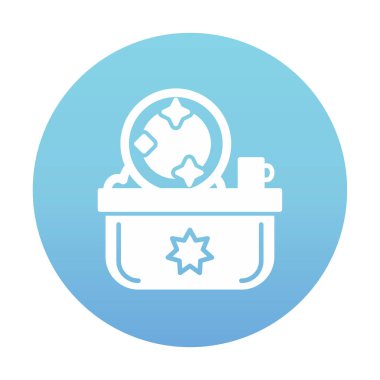 Yıkama, bulaşık yıkama simgesi, vektör illüstrasyonu 