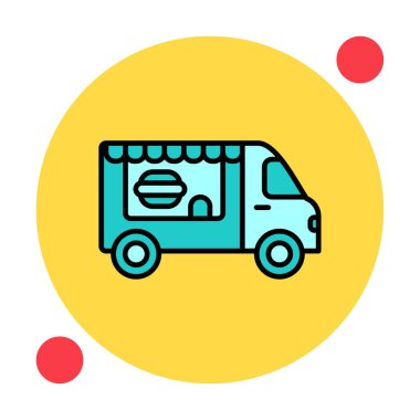 Beyaz arkaplanda yiyecek kamyonu vektör çizimi