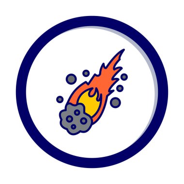 Alev Meteor düz ikon vektör çizimi