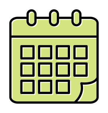 Takvim düzlüğü simgesi, vektör illüstrasyonu 