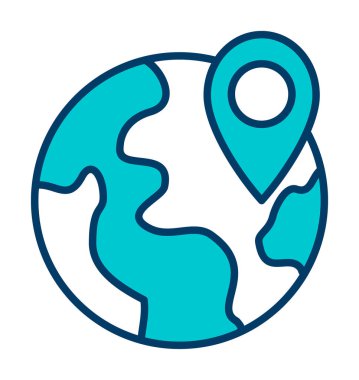 Basit Globe Konum simgesi, vektör illüstrasyonu