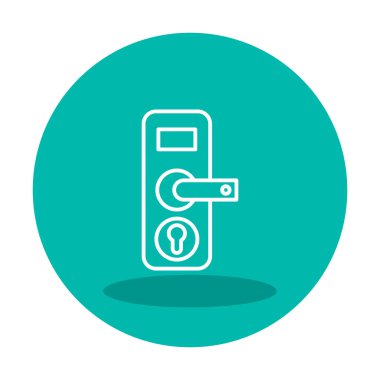 Kapı kolu ve anahtar deliği simgesi, vektör illüstrasyonu 