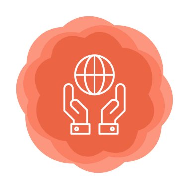 Beyaz arkaplanda izole edilmiş iki el Dünya vektör simgesini tutuyor