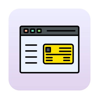 Basit Web Ödeme simgesi, vektör illüstrasyonu