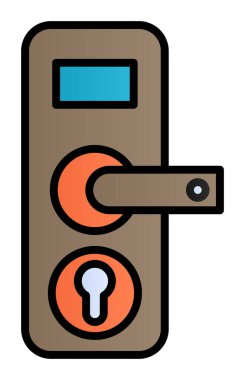 Kapı kolu ve anahtar deliği simgesi, vektör illüstrasyonu 