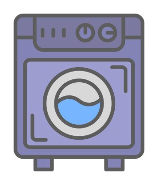 çamaşır makinesi simgesi. Kıyafetler için çamaşır makinesi vektör simgesi çizimi.                                        
