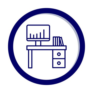 Ofis Masası simgesi. Basit resimleme