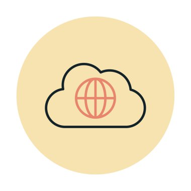 Dünya Bulutu web servisi. Bulut Hesaplama Simgesi. Basit kabartma biçimi.