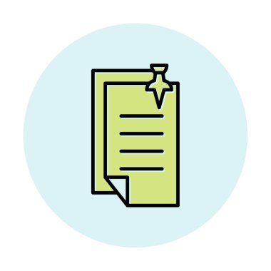 Pin Note ağ simgesi, vektör illüstrasyonu