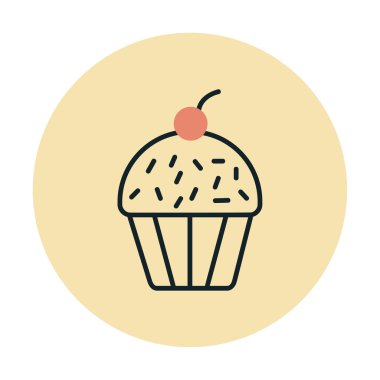 Kek renkli ikon, kek klipsi sanat, vektör illüstrasyonu