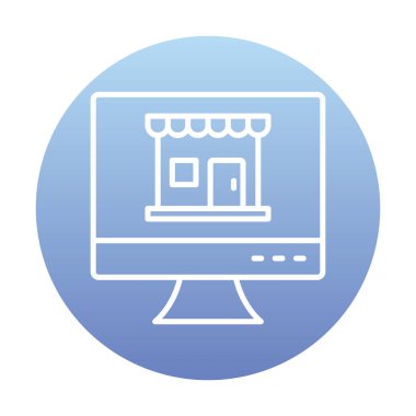 dükkan, Online Shop konsepti, vektör illüstrasyon tasarımı olan bilgisayar ekranı