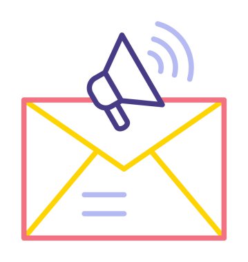 Basit E- posta Pazarlama simgesi, vektör illüstrasyonu