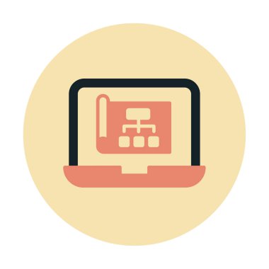 Dizüstü bilgisayar ekranındaki proje web simgesi, vektör illüstrasyonu