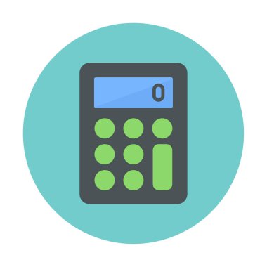 Hesap makinesi simgesi, beyaz arkaplanda renkli illüstrasyon